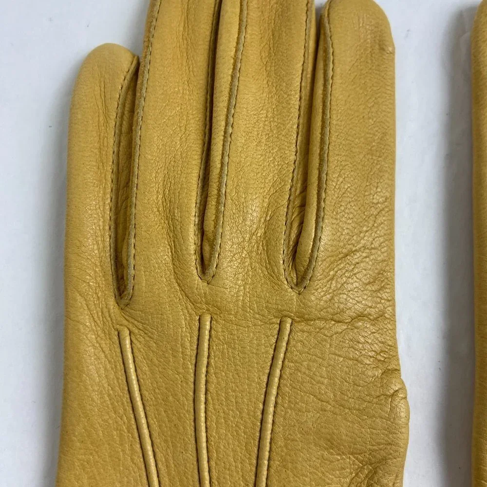 Vintage Leather Yellow Gloves Size 6.5 Wickmans